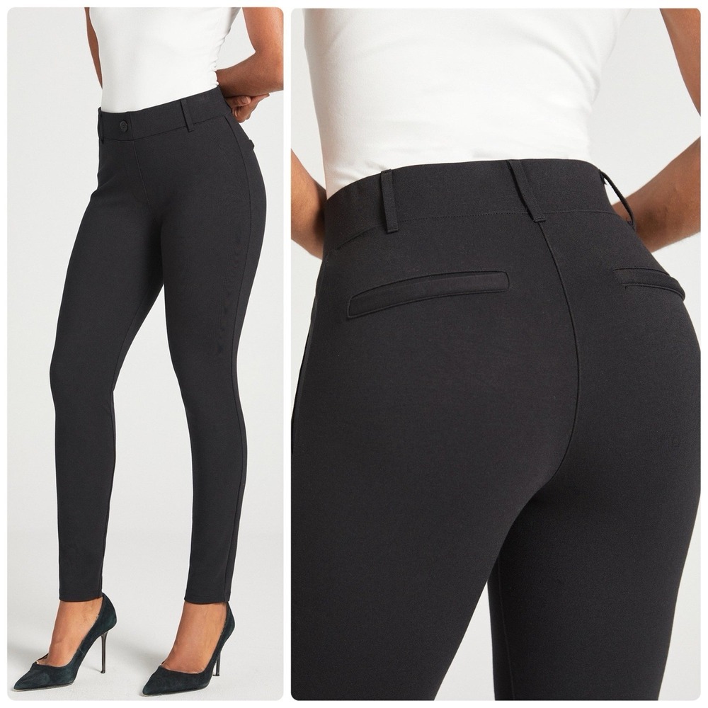 Betabrand Classic DPYP Dress Pants Yoga Pants Size Large Skinny Black Minimalist